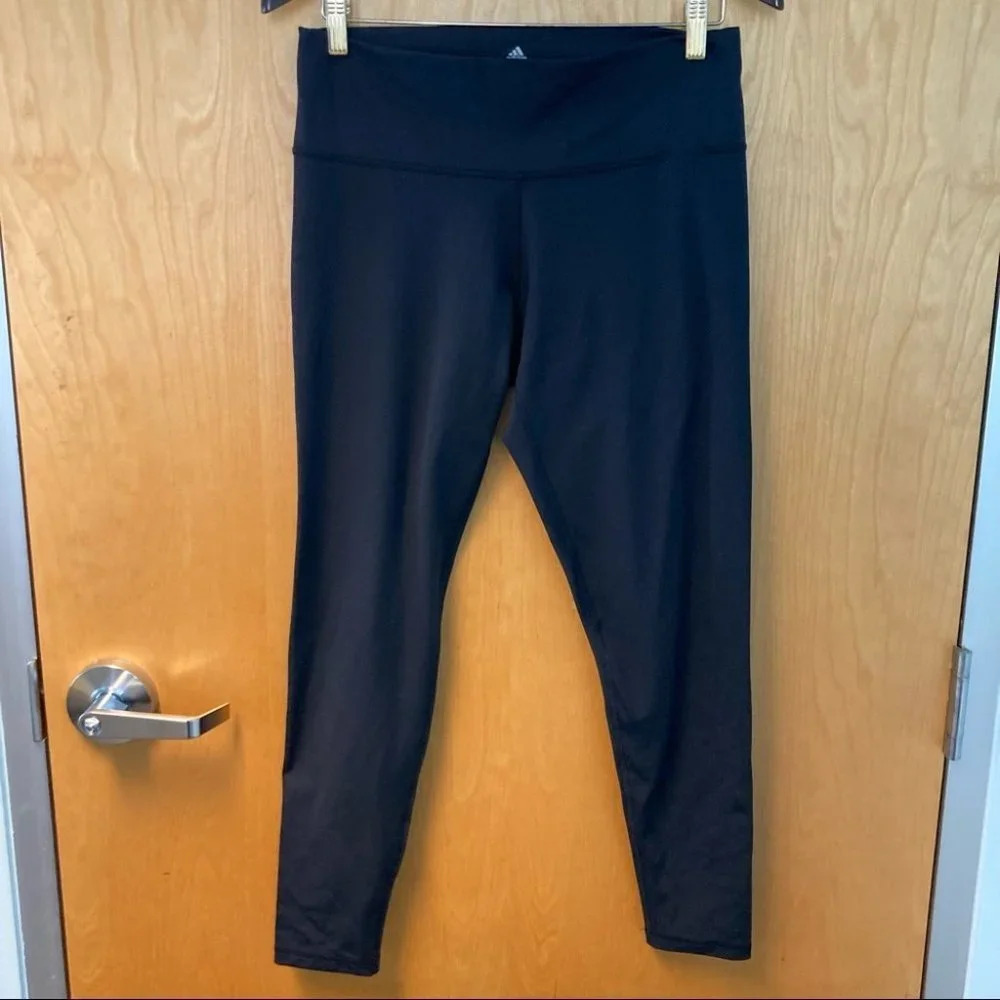 ADIDAS Sz L  Tre-Foil Logo Medium Compression Workout Leggings
